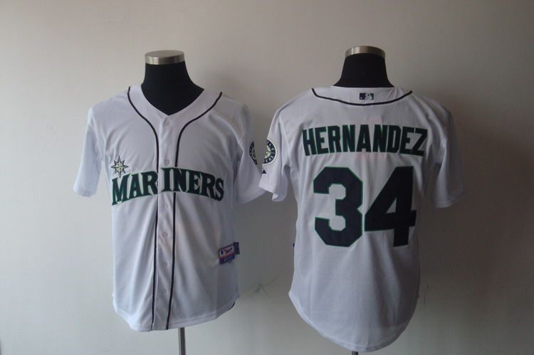 Mariners #34 Felix Hernandez White Cool Base Stitched MLB Jersey - Click Image to Close